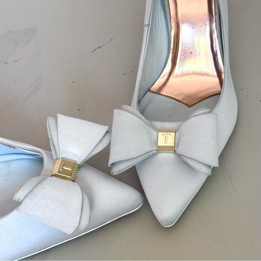 TED BAKER London Azeline Bow Court Shoes Rose Gold Closed Toe Stiletto Heels - Picture 10 of 15